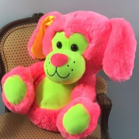📌Peek-A-Boo neon color soft plush stuffed dog soft toy animal - Picture 5 of 7